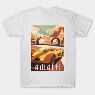 Amalfi Italy Supercar Vintage Travel Art Poster T-Shirt